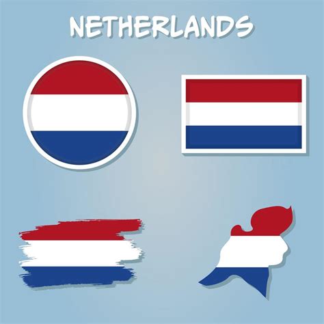 Vector Kaart Van Nederland Met Vlag Geïsoleerd Blauw Achtergrond