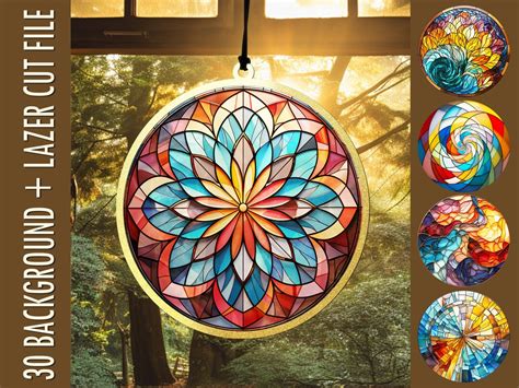 Sun Catcher Digital Print Ornament For Glowforge Free Suncatcher Cut