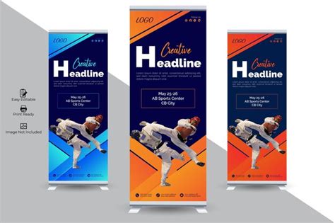 Premium Vector | Modern creative Taekwondo roll up banner template design