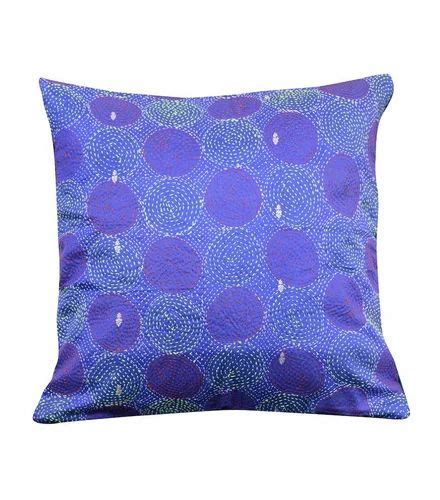 Beautiful Blue Green Silk Hand Kantha Work Reversible Cushion Cover