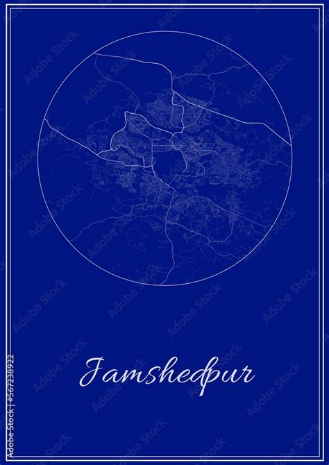 A map of Jamshedpur,India that shows roads and lanes, downtown and ...