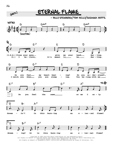 Eternal Flame By The Bangles Sheet Music For Real Book Melody Lyrics