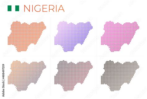 Nigeria dotted map set. Map of Nigeria in dotted style. Borders of the ...