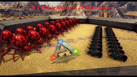 ARK 25 Fully Mutated X WOOLY RHINOS VS 20 ALPHA Bosses YouTube