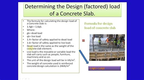 How To Calculate The Design Load Factored Load For A Concrete Slab