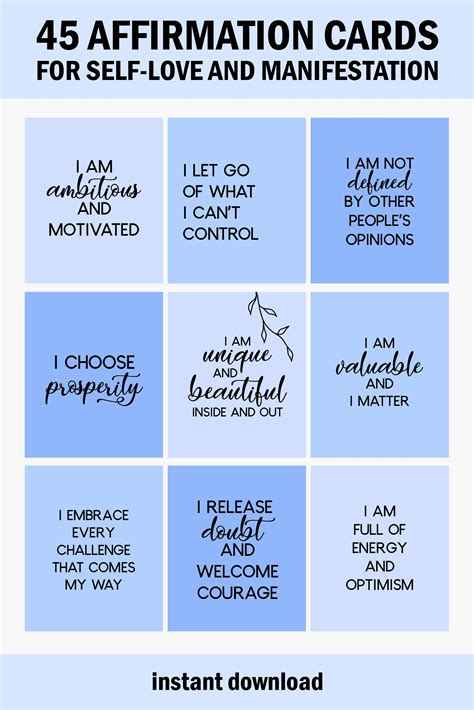 Positive Affirmation Card Deck Vision Board Printables Cards For Law