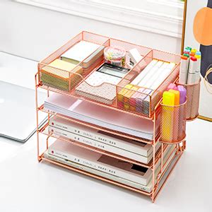 Amazon Marbrasse 4 Trays Desk File Organizer With 2 Pen Holder