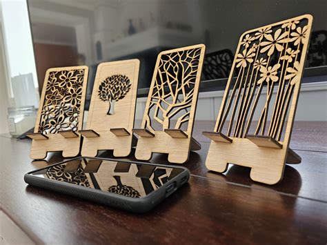 4 Laser Cut Phone Stand Svg Eps Ai Vector Digital Download 3mm Etsy Uk