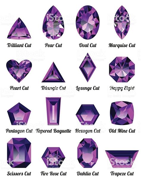 Premium Vector Big Set Of Different Types Of Amethyst Gemstones