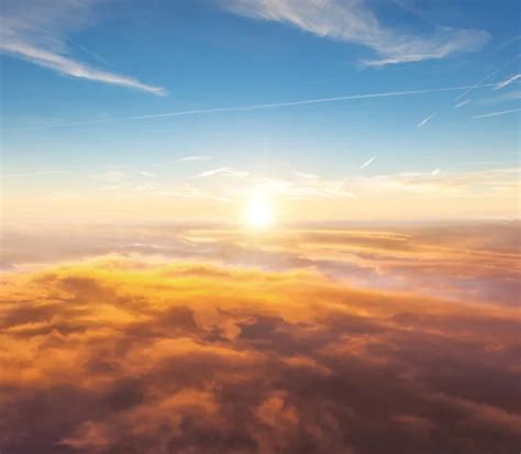 Beautiful sunset above clouds — Stock Photo © jag_cz #116005560