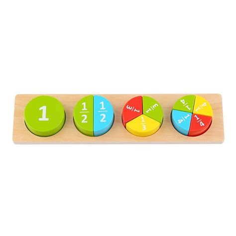 Tooky Toy Round Fractions Kids Interactive Wooden Block Learning ...