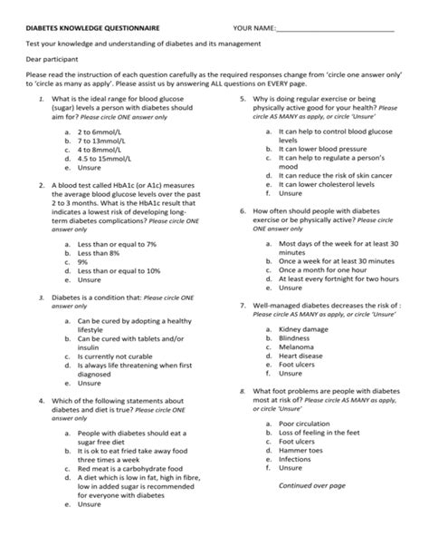 Diabetes Knowledge Questionnai