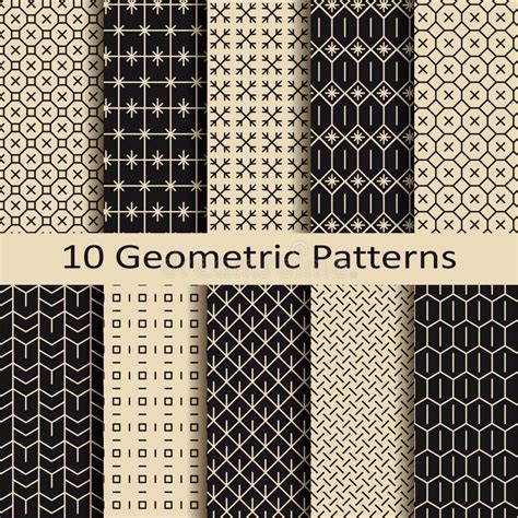 Reeks Van Tien Naadloze Zwart Wit Geometrische Patronen Vector