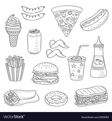 Hand Drawn Of Fast Food Royalty Free Vector Image