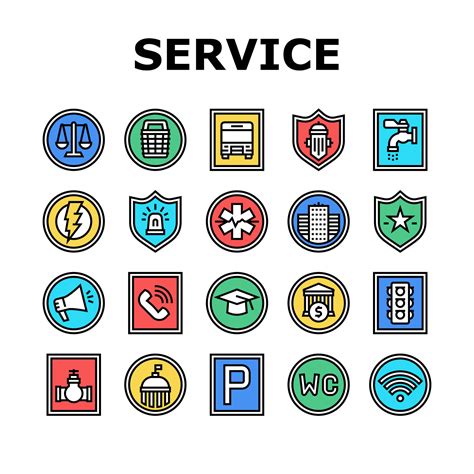 Public Service Signs Collection Icons Set Vector 10174051 Vector Art at ...