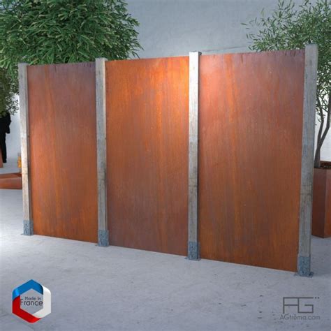 Clotures Tendance En Acier Corten Et Poteau Bois Occludo Acier