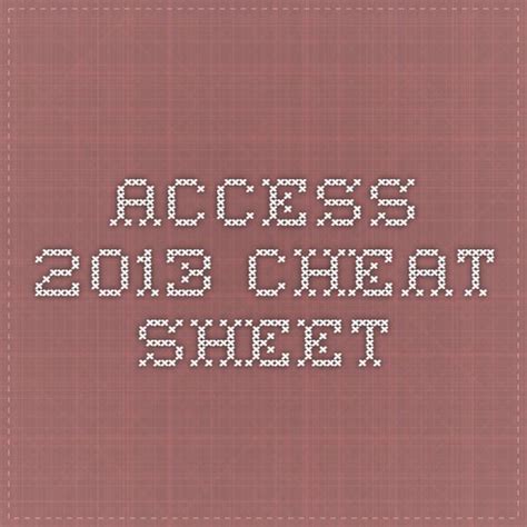 Printable Ms Access Cheat Sheet