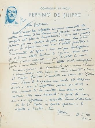 De Filippo Peppino Peppino 1 Lettera Autografa Firmata E 3 Lettere