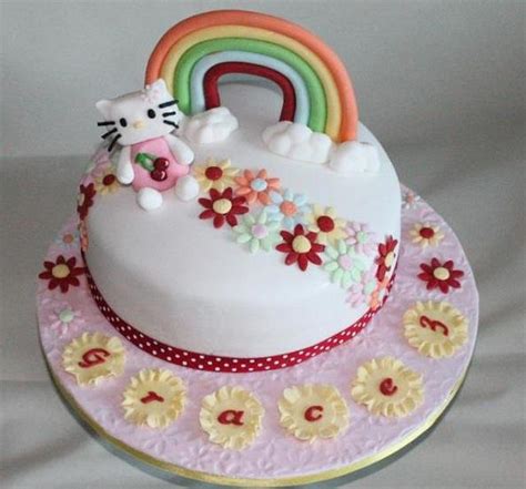 Rainbow Hello Kitty cake - cake by Sue - CakesDecor