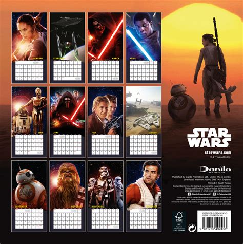 Star Wars Episode Wall Calendars Large Selection