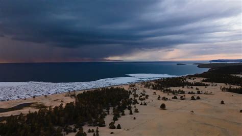 Aerial View of the Famous Lake Baikal under Cloudy Sky · Free Stock Photo