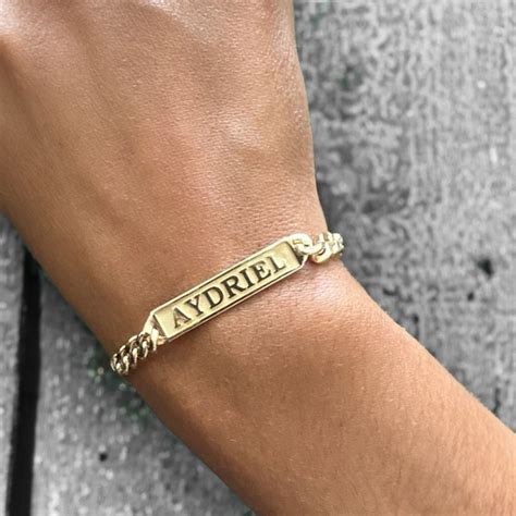 14k Gold Name Bracelet Nameplate Id Bracelet Personalized Chain