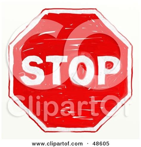 Royalty-Free (RF) Clipart Illustration of a Red Colored Stop Sign by ...