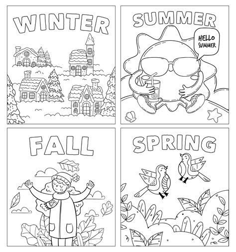 Seasons Coloring Page Four Seasons Coloring Book Coloring Pages For