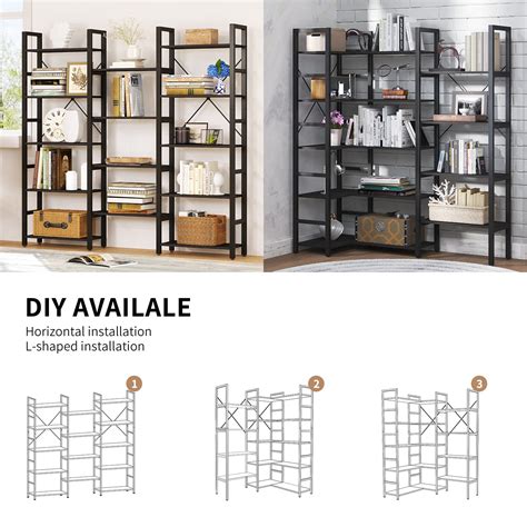 Snapklik Oneinmil Triple Wide Shelf Corner Bookcase Industrial