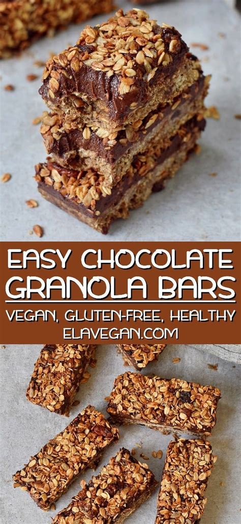 Chocolate Granola Bars Healthy Breakfast Recipe Elavegan Artofit