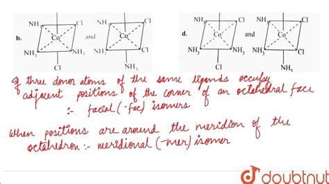 Which of the following pairs of structures represent facial and meridional isomers - YouTube