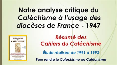 Notre analyse critique du Catéchisme à lusage des diocèses de France