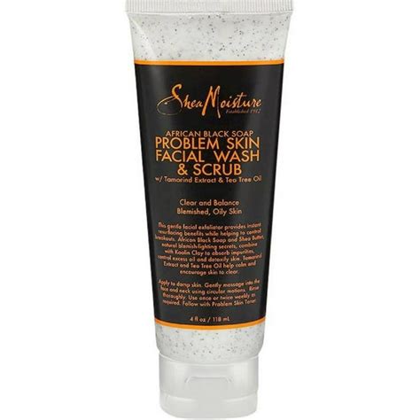 Shea Moisture African Black Soap Problem Skin Facial Wash And Scrub 4 Oz