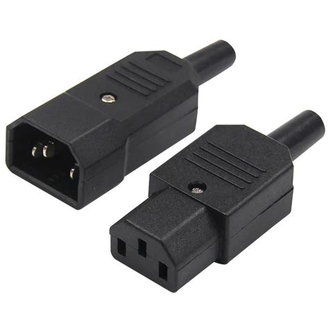 Iec Straight Cable Plug Connector C13 C14 10a 250v Black Female Male Plug Rewirable Power