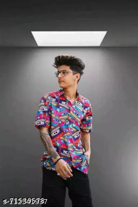 Mens Poly Cotton Digital Printed Stitched Half Sleeve Shirt