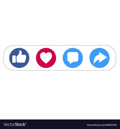 Like Love Comment Share Social Network Icon Vector Image