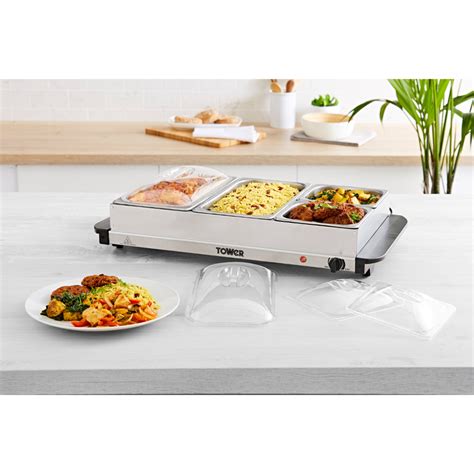 Tower Buffet Server 4 Tray - Stainless Steel