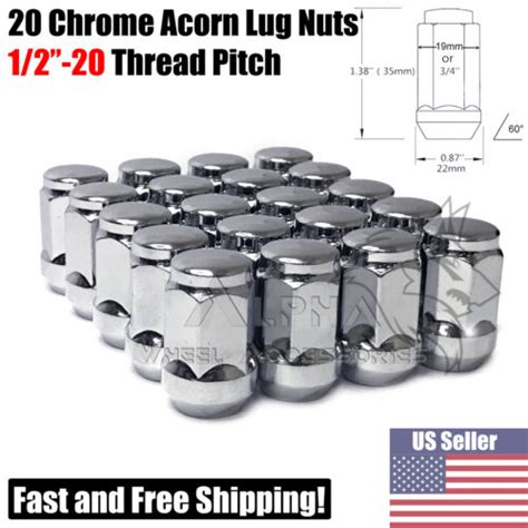 20 Chrome Bulge Acorn Lug Nuts 1 2 20 Fits Jeep CJ CJ3 CJ5 CJ5A CJ6