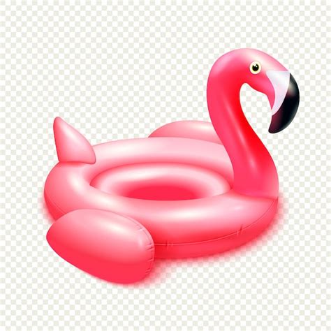 Free Vector Inflatable Rubber Toy Flamingo Swimming Rings Composition