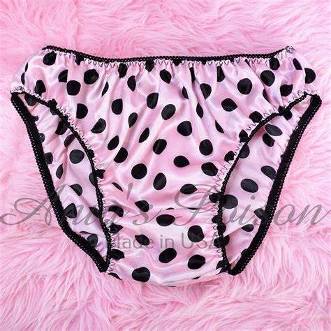 Sissy Satin Panties For Men Polka Dot Pink Black Shiny Full Cut Bikini S Xxl Ebay