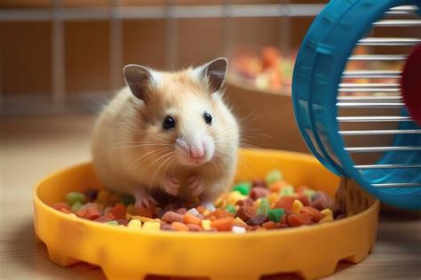 Premium AI Image | Hamster In The Food Bowl Generative AI