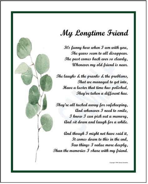 Poem Print Verse For Best Old Friend Digital Download Friend S 30th 40th 50th Birthday T