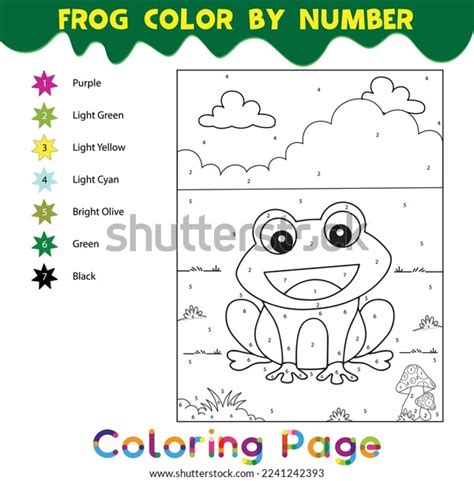 Frog Color By Number Frog Coloring Stock Vector Royalty Free 2241242393 Shutterstock