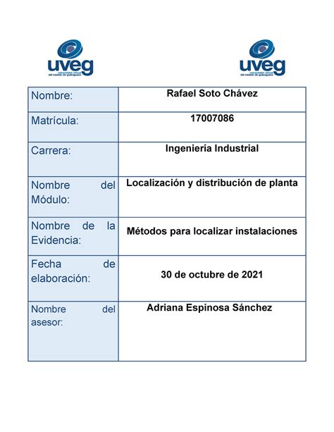 EVIDENCIA METODOS PARA LOCALIZAR INSTALACIONES EA2 Localizacion Y