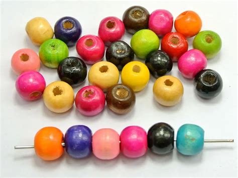 200 Mixed Color 10mm 38 Round Wood Beads~wooden Beads In Beads From Jewelry And Accessories On