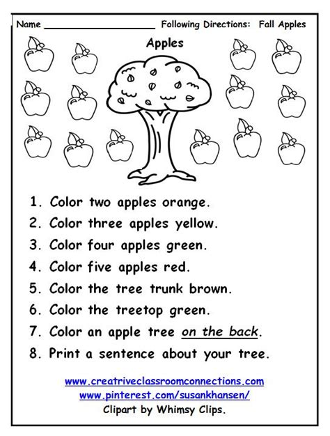 Following Written Directions Worksheets