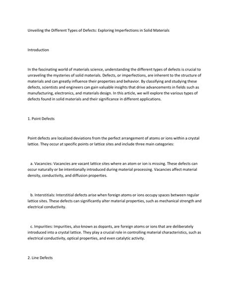 PPT Unveiling The Different Types Of Defects Exploring Imperfections