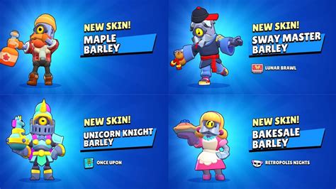 ALL BARLEY SKINS UNLOCK ANIMATION Brawl Stars YouTube