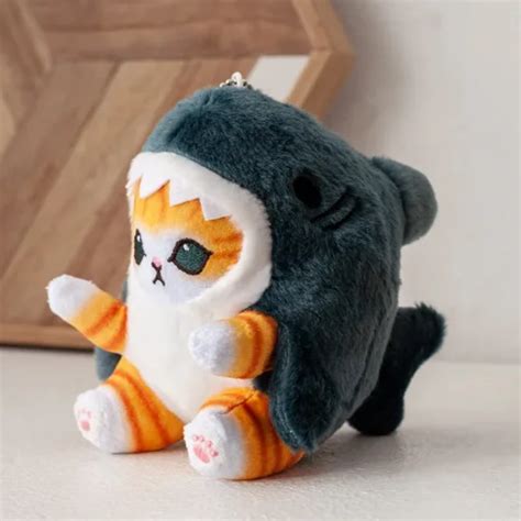 Botu 2023 Cute Shark Cat Fried Shrimp Cat Plush Doll Pendant Doll Beautiful Room Car Bag