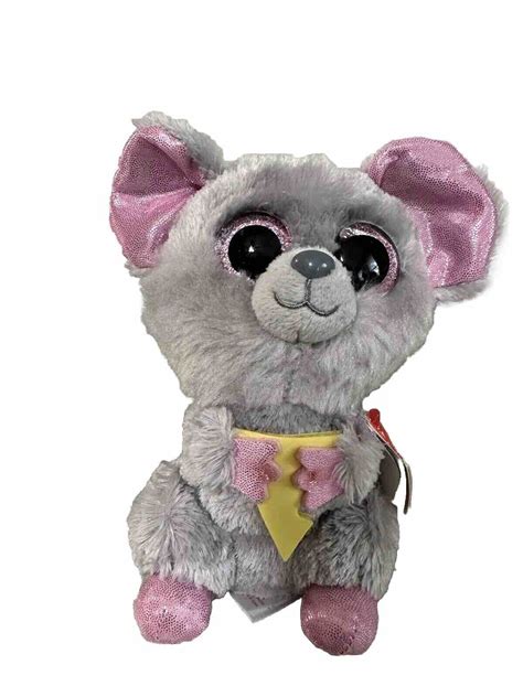 Ty Beanie Boos Squeaker The Mouse With Cheese Pink Sparkly Eyes Rare